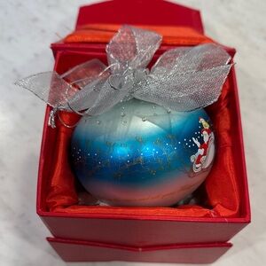 Santa's Sleigh Blue and Silver Ornament Sorelle